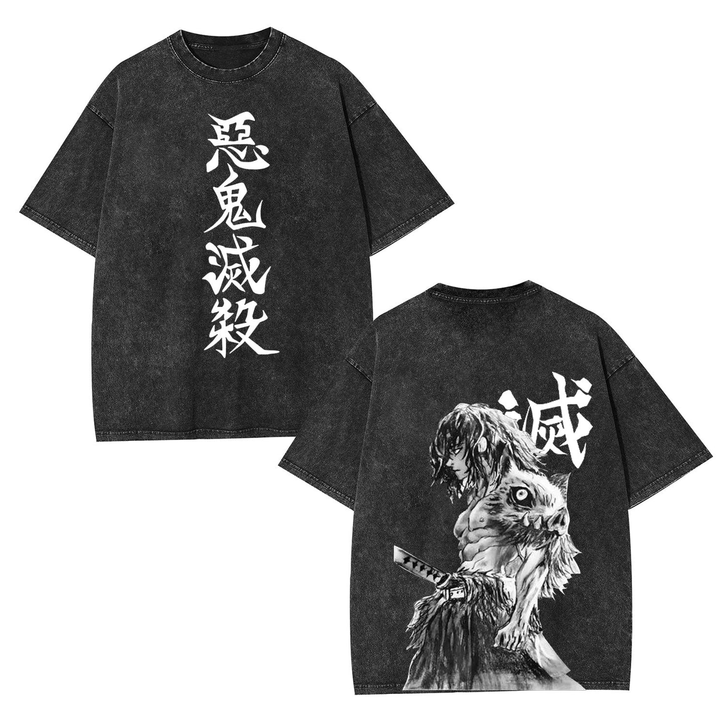 UNISEX ANIME INSPIRED VINTAGE OVERSIZED TEE丨DEMON SLAYER-[DS]