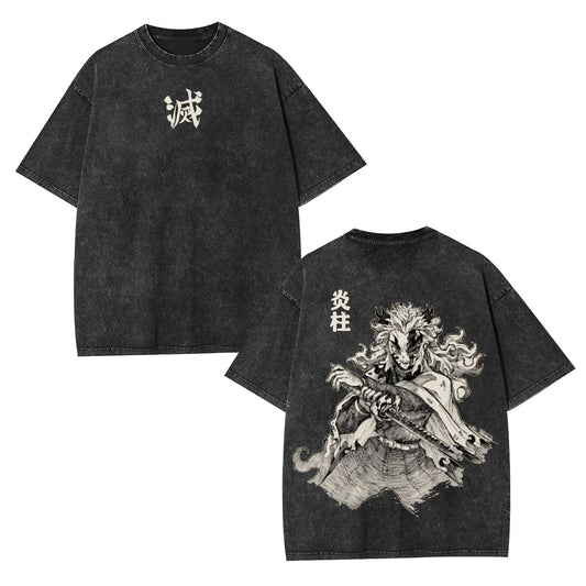UNISEX ANIME INSPIRED VINTAGE OVERSIZED TEE丨DEMON SLAYER-[DS]