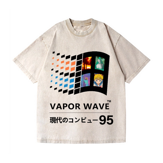 VAPORWAVE 95 VINTAGE WASH JAPANESE DESIGN T-SHIRT 
