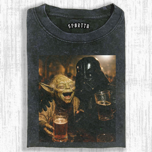 YODA AND DARTH VADER A BIZARRE DRINKING MOMENT TEE