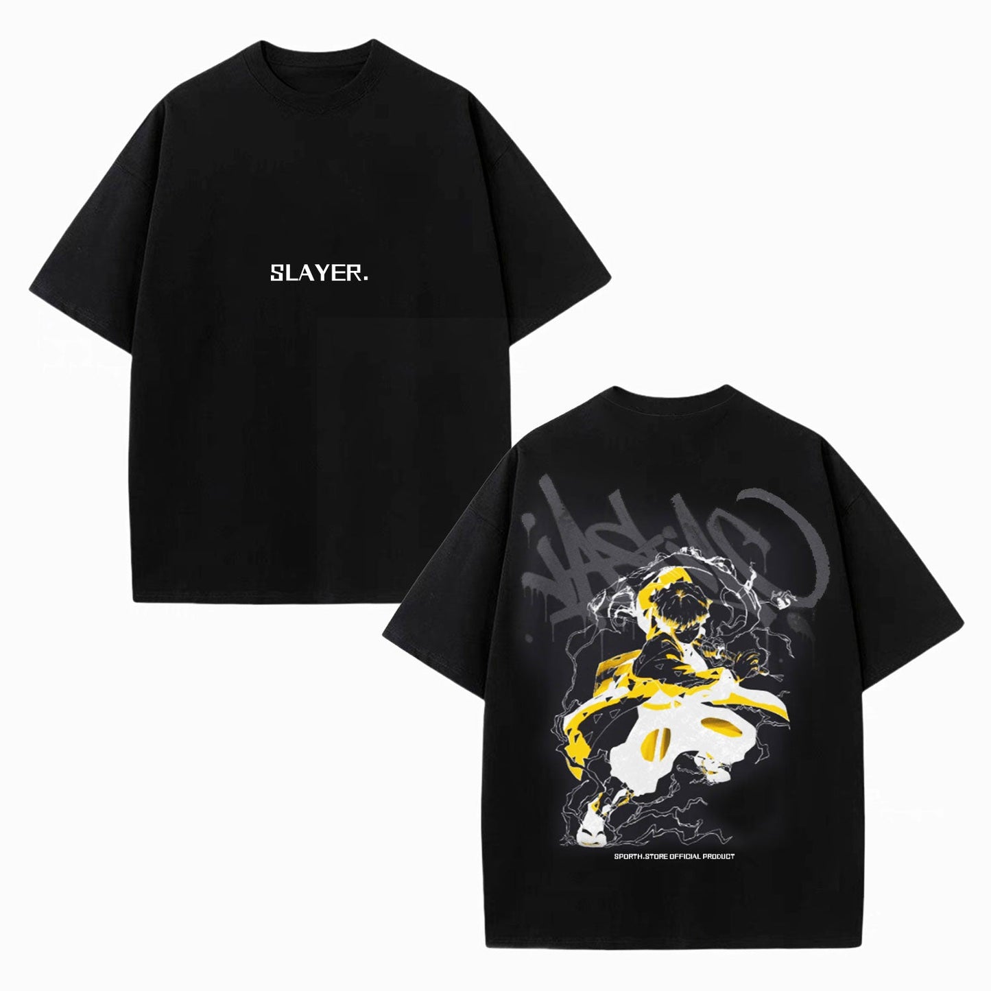 ZENITSU DEMON SLAYER UNISEX WASHED T-SHIRT-[DS]