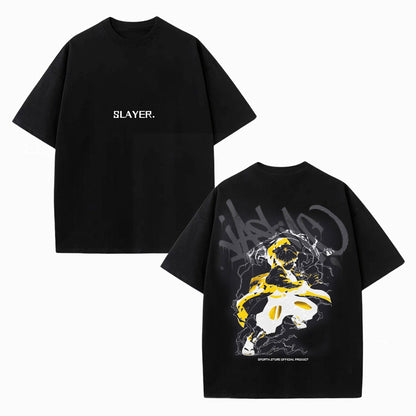 ZENITSU DEMON SLAYER UNISEX WASHED T-SHIRT-[DS]