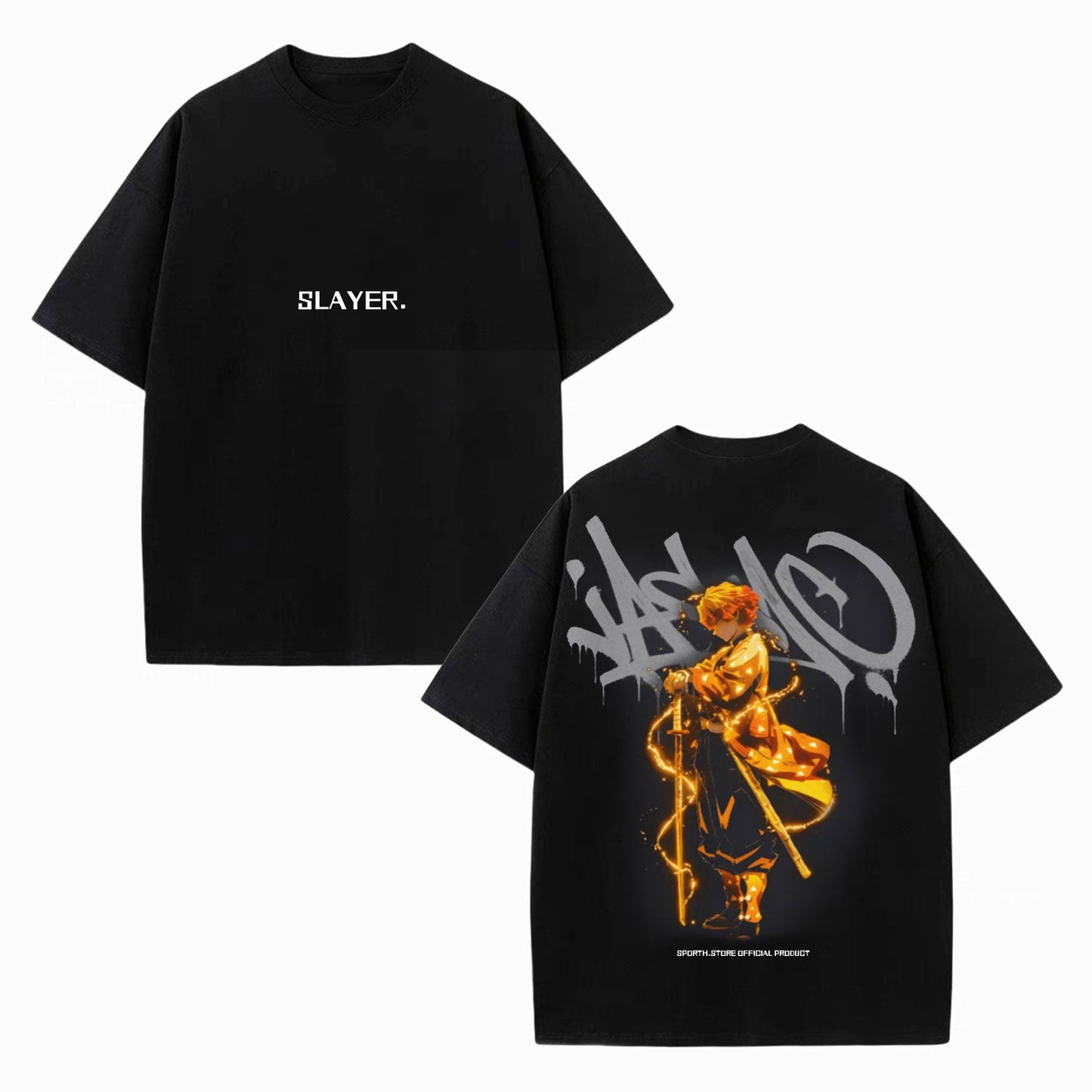 ZENITSU DEMON SLAYER UNISEX WASHED T-SHIRT-[DS]