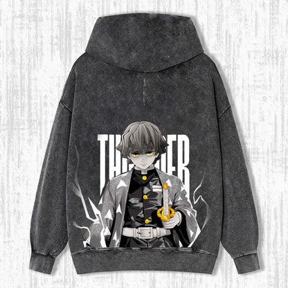 ZENITSU DEMON SLAYER UNISEX WASHED T-SHIRT-[BACK]