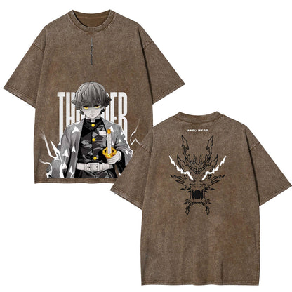 ZENITSU DEMON SLAYER UNISEX WASHED T-SHIRT-[DS]