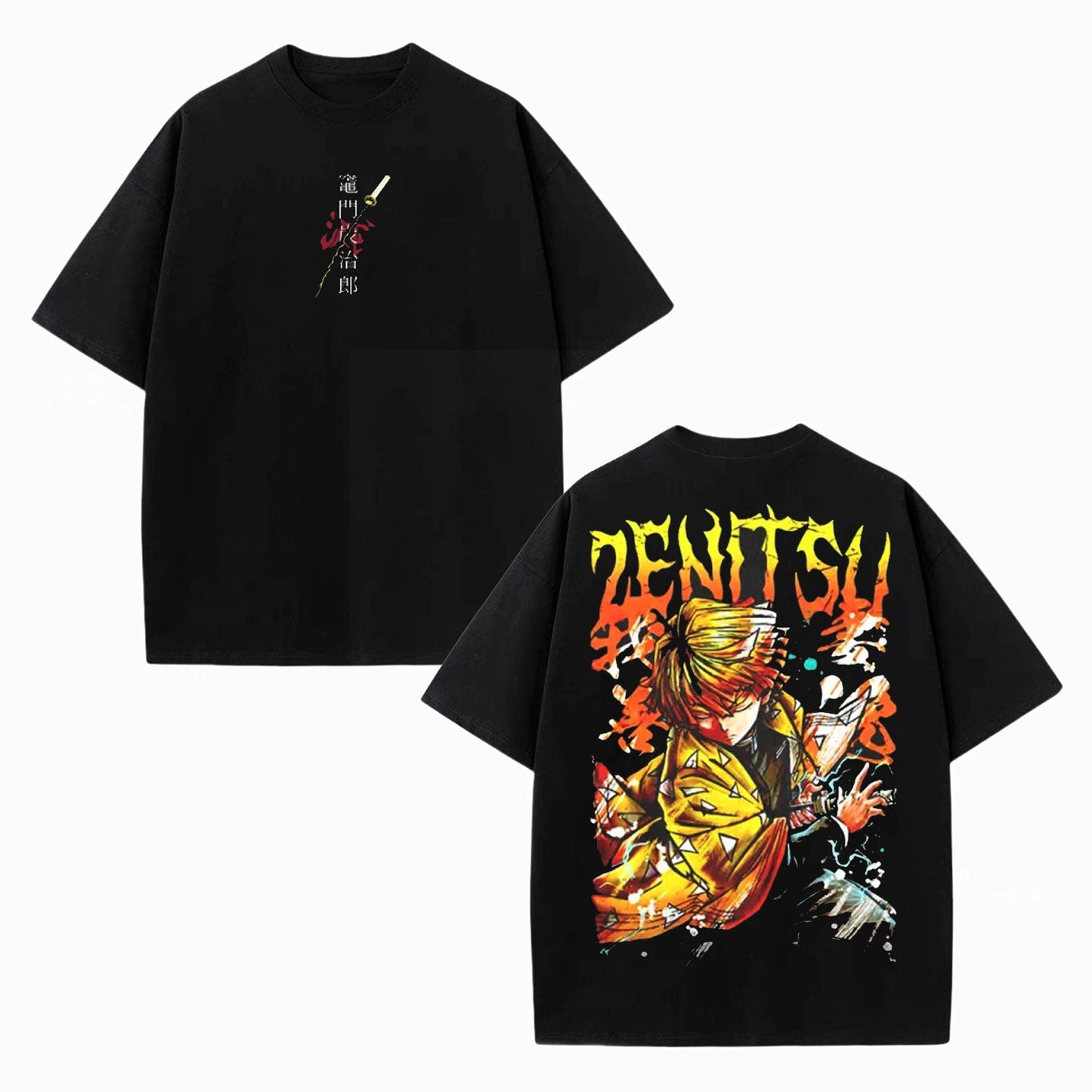 ZENITSU DEMON SLAYER UNISEX WASHED T-SHIRT-[DS]