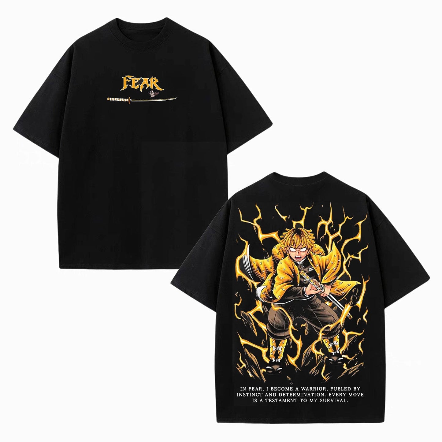 ZENITSU DEMON SLAYER UNISEX WASHED T-SHIRT-[DS]