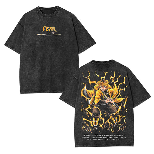 ZENITSU DEMON SLAYER UNISEX WASHED T-SHIRT-[DS]