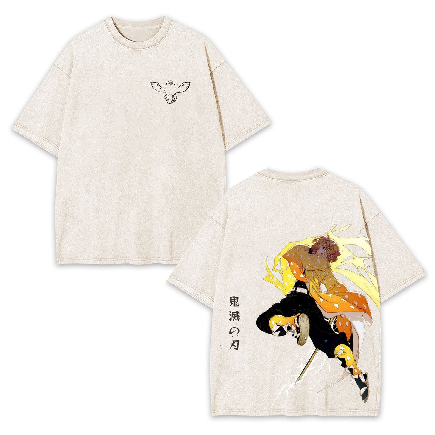 ZENITSU DEMON SLAYER UNISEX WASHED T-SHIRT-[DS]