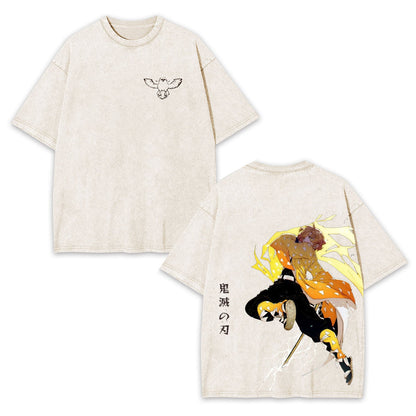ZENITSU DEMON SLAYER UNISEX WASHED T-SHIRT-[DS]