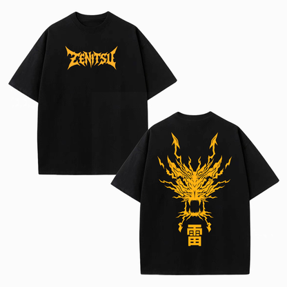 ZENITSU DEMON SLAYER UNISEX WASHED T-SHIRT-[DS]