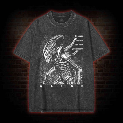 NO ONE CAN HEAR YOU SCREAM WASHED T-SHIRT 