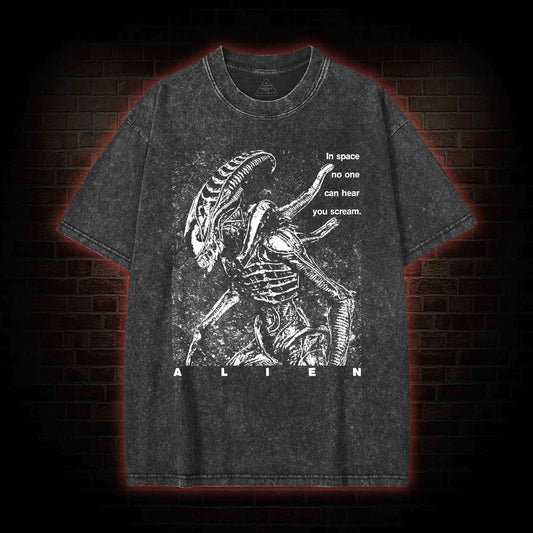 NO ONE CAN HEAR YOU SCREAM WASHED T-SHIRT 