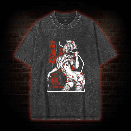 AVOID MEDICAL ATTENTION WASHED T-SHIRT 