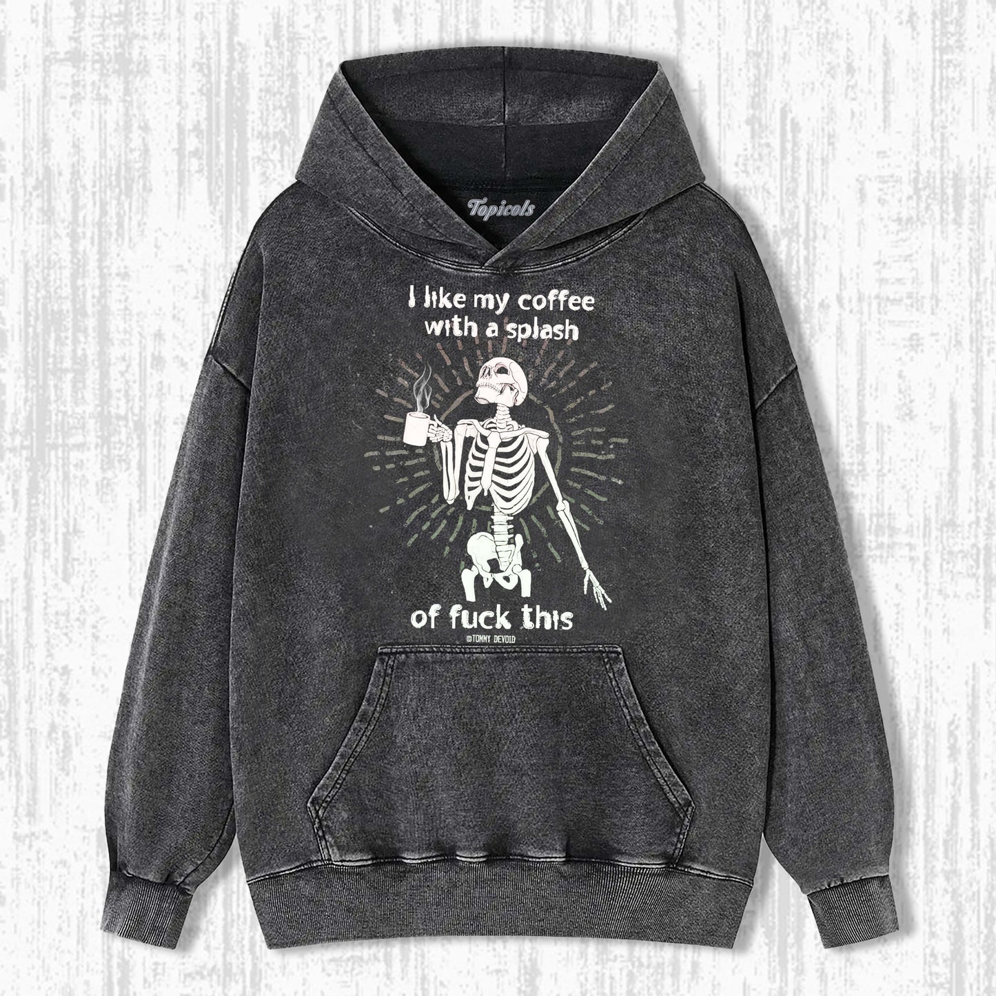 SKELETON DRINKING COFFEE T-SHIRTS